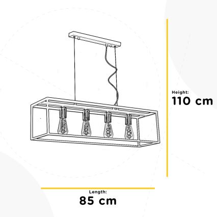 ONLI - Κρεμαστό φωτιστικό οροφής FLOKI 4xE27/15W/230V μαύρο/χαλκός