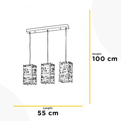 ONLI - Κρεμαστό φωτιστικό οροφής FORESTA 3xE27/15W/230V μαύρο
