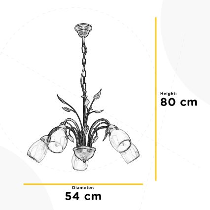 ONLI - Κρεμαστό φωτιστικό οροφής LILIANA 5xE14/6W/230V