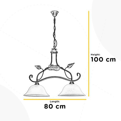 ONLI - Κρεμαστό φωτιστικό οροφής MIRANDA 2xE27/22W/230V