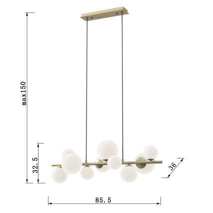 ONLI - Κρεμαστό φωτιστικό οροφής PALOMA 10xG9/10W/230V χρυσό