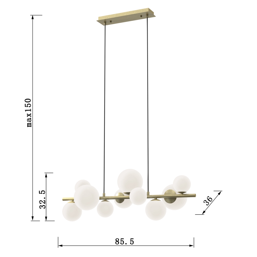 ONLI - Κρεμαστό φωτιστικό οροφής PALOMA 10xG9/10W/230V χρυσό
