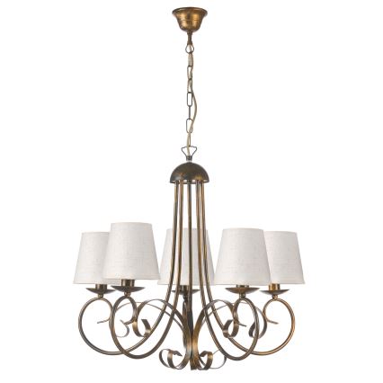 ONLI - Κρεμαστό φωτιστικό οροφής POMPEI 5xE14/6W/230V μπρονζέ