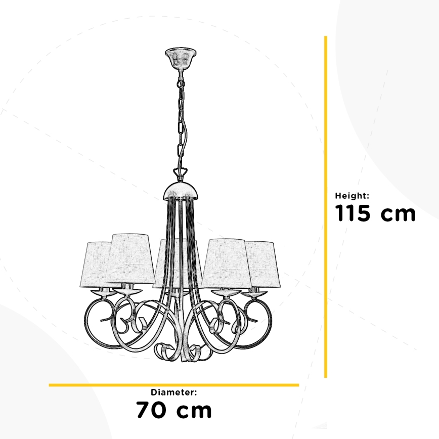 ONLI - Κρεμαστό φωτιστικό οροφής POMPEI 5xE14/6W/230V μπρονζέ