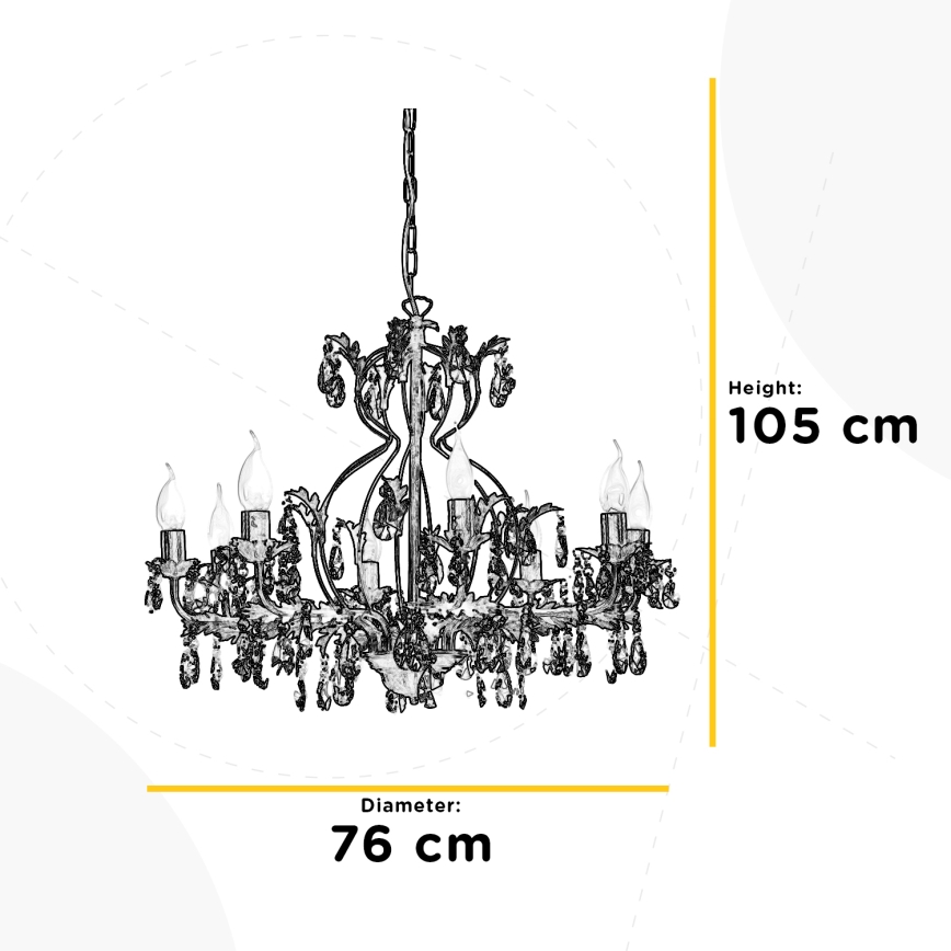 ONLI - Κρεμαστό φωτιστικό οροφής TERESA 8xE14/6W/230V μπρονζέ