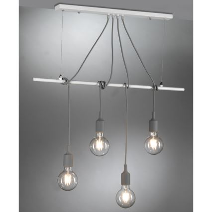 ONLI - Κρεμαστό φωτιστικό οροφής WIRE 4xE27/15W/230V γκρι/λευκό