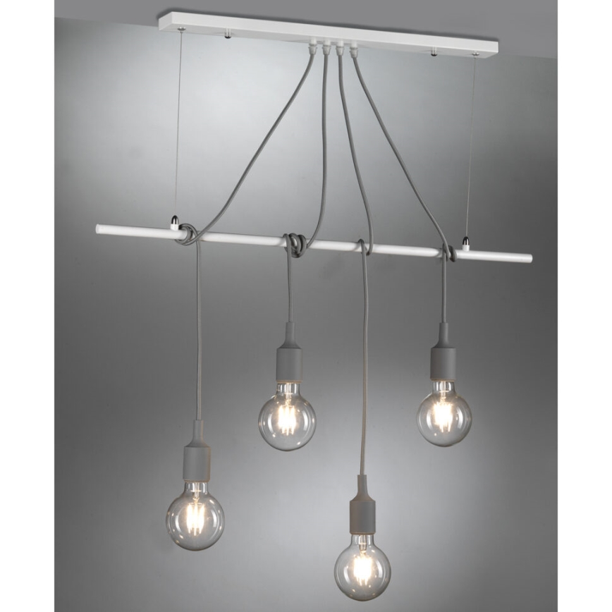 ONLI - Κρεμαστό φωτιστικό οροφής WIRE 4xE27/15W/230V γκρι/λευκό
