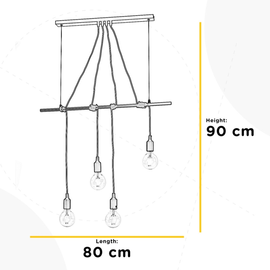 ONLI - Κρεμαστό φωτιστικό οροφής WIRE 4xE27/15W/230V γκρι/λευκό