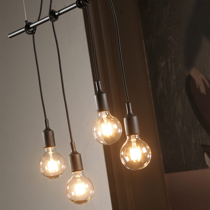 ONLI - Κρεμαστό φωτιστικό οροφής WIRE 4xE27/15W/230V μαύρο