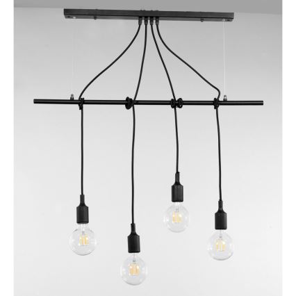 ONLI - Κρεμαστό φωτιστικό οροφής WIRE 4xE27/15W/230V μαύρο