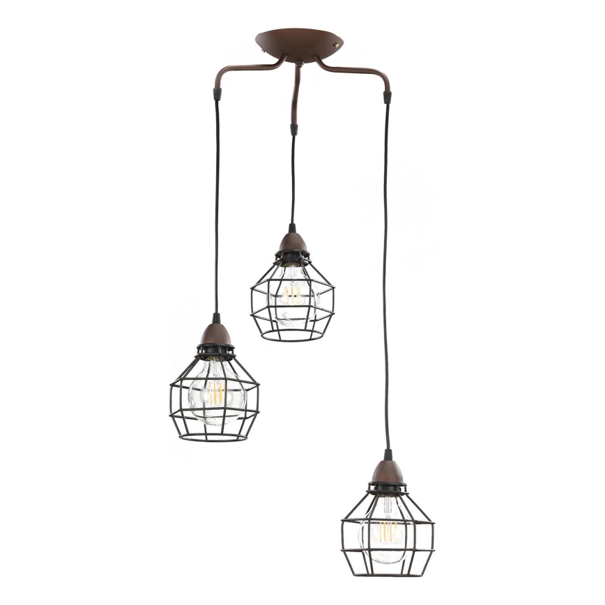 ONLI - Κρεμαστό φωτιστικό οροφής ΑΡΑΧΝΗ 3xE27/15W/230V μαύρο/καφέ