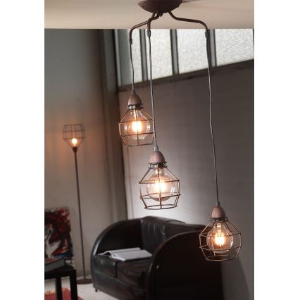 ONLI - Κρεμαστό φωτιστικό οροφής ΑΡΑΧΝΗ 3xE27/15W/230V μαύρο/καφέ
