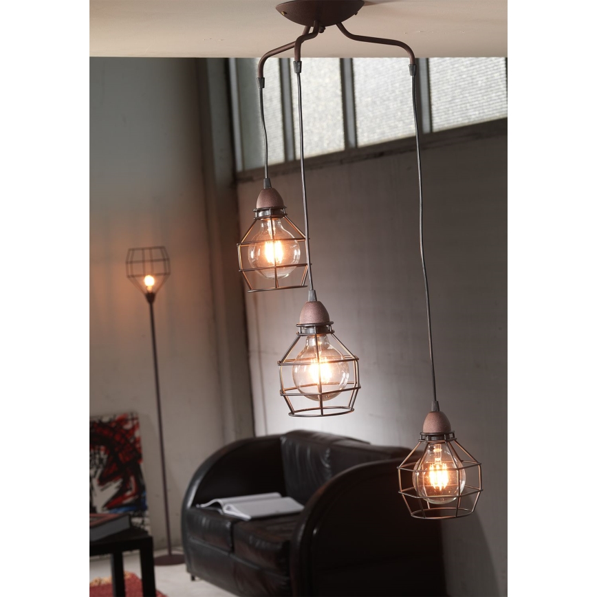 ONLI - Κρεμαστό φωτιστικό οροφής ΑΡΑΧΝΗ 3xE27/15W/230V μαύρο/καφέ