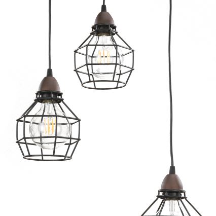 ONLI - Κρεμαστό φωτιστικό οροφής ΑΡΑΧΝΗ 3xE27/15W/230V μαύρο/καφέ