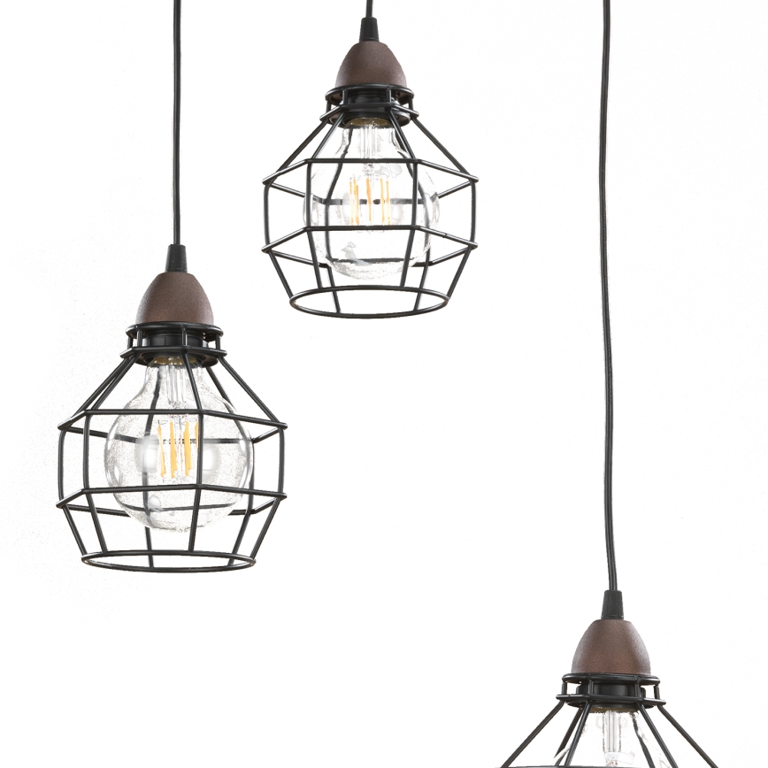 ONLI - Κρεμαστό φωτιστικό οροφής ΑΡΑΧΝΗ 3xE27/15W/230V μαύρο/καφέ