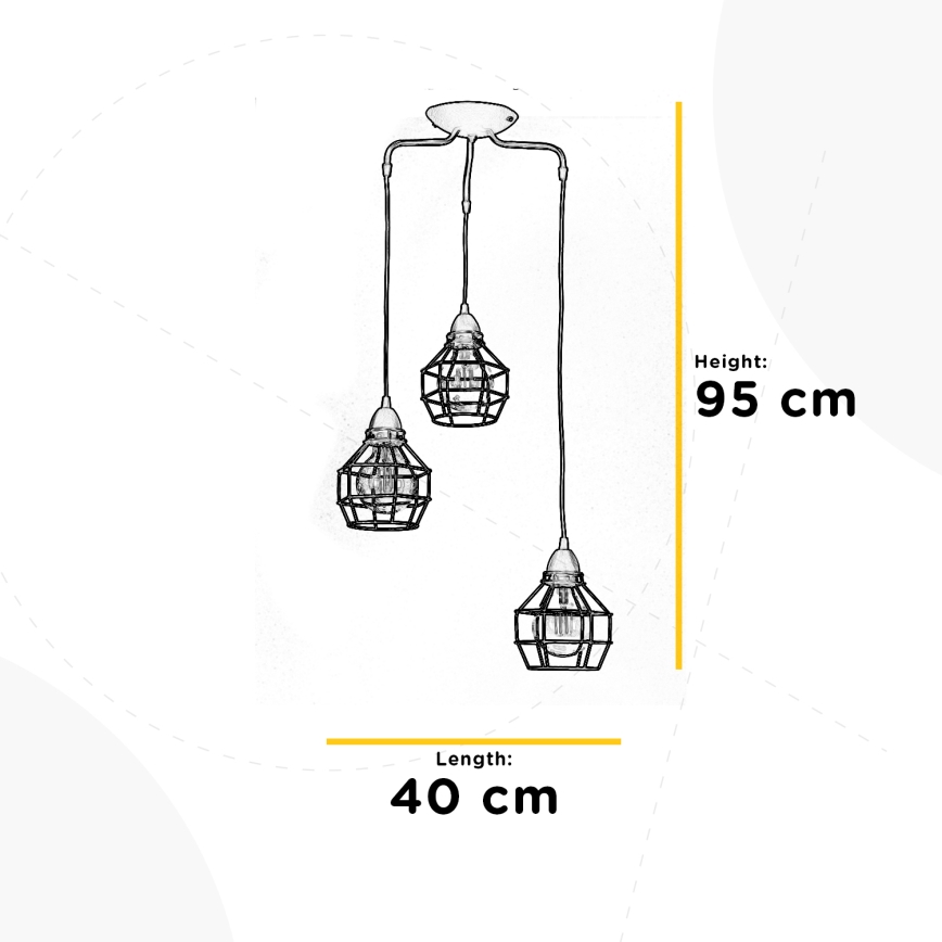 ONLI - Κρεμαστό φωτιστικό οροφής ΑΡΑΧΝΗ 3xE27/15W/230V μαύρο/καφέ