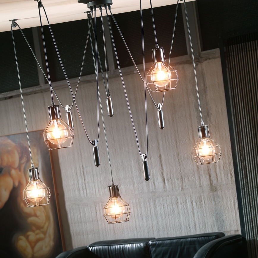 ONLI - Κρεμαστό φωτιστικό οροφής ΑΡΑΧΝΗ 5xE27/15W/230V spider μαύρο
