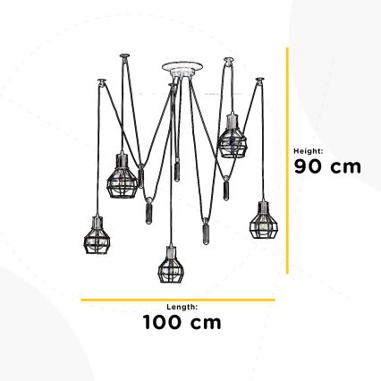 ONLI - Κρεμαστό φωτιστικό οροφής ΑΡΑΧΝΗ 5xE27/15W/230V spider μαύρο