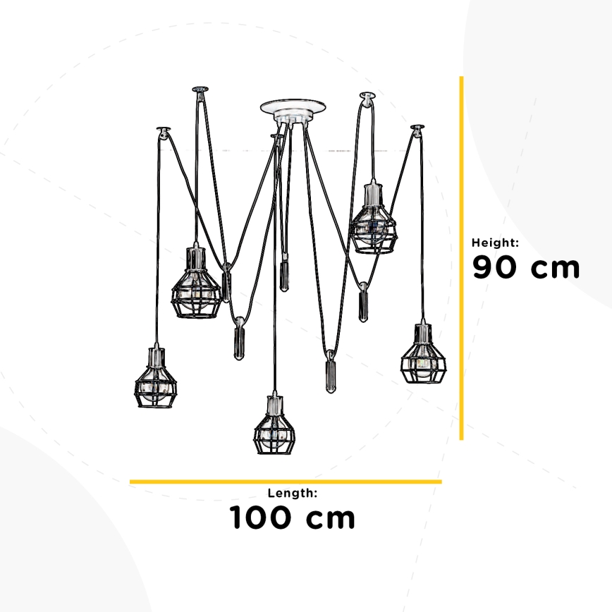 ONLI - Κρεμαστό φωτιστικό οροφής ΑΡΑΧΝΗ 5xE27/15W/230V spider μαύρο