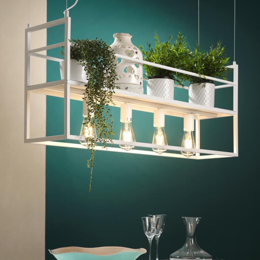 ONLI - Κρεμαστό φωτιστικό οροφής με ράφι JEFFER 4xE27/22W/230V λευκό