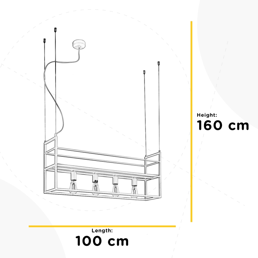 ONLI - Κρεμαστό φωτιστικό οροφής με ράφι JEFFER 4xE27/22W/230V λευκό