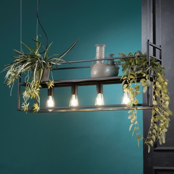 ONLI - Κρεμαστό φωτιστικό οροφής με ράφι JEFFER 4xE27/22W/230V μαύρο