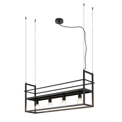 ONLI - Κρεμαστό φωτιστικό οροφής με ράφι JEFFER 4xE27/22W/230V μαύρο