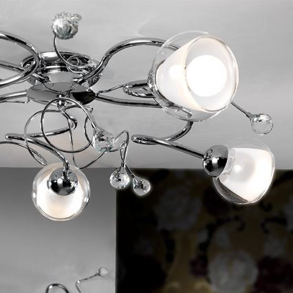 ONLI - Πλαφονιέρα οροφής WENDY 5xE14/6W/230V γυαλιστερό χρώμιο