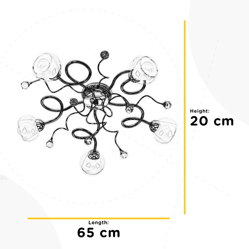ONLI - Πλαφονιέρα οροφής WENDY 5xE14/6W/230V γυαλιστερό χρώμιο
