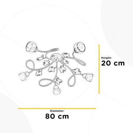 ONLI - Σταθερό παιδικό πολύφωτο BUTTERFLY 5xE14/6W/230V