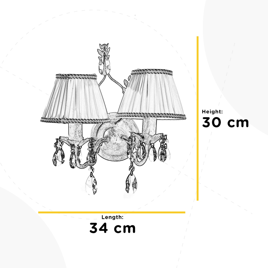 ONLI - Φωτιστικό τοίχου KAREN 2xE14/6W/230V μπρονζέ