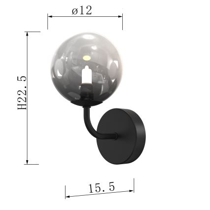 ONLI - Φωτιστικό τοίχου PALOMA 1xG9/10W/230V μαύρο/φιμέ