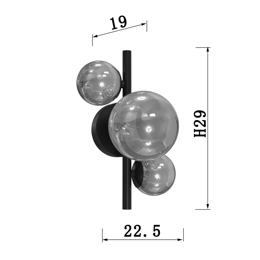 ONLI - Φωτιστικό τοίχου PALOMA 3xG9/10W/230V μαύρο/φιμέ