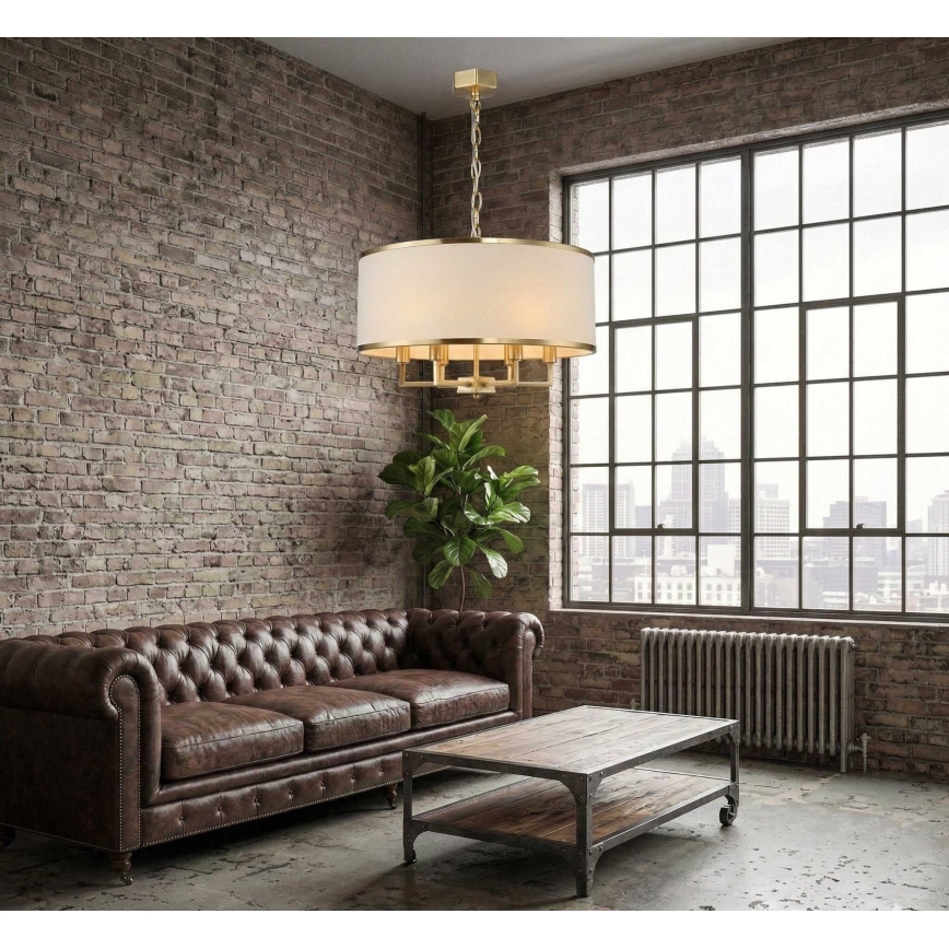 Open Design OR80230 - Κρεμαστός πολυέλαιος με αλυσίδα CASA 6xE14/15W/230V κρεμ/ορείχαλκος