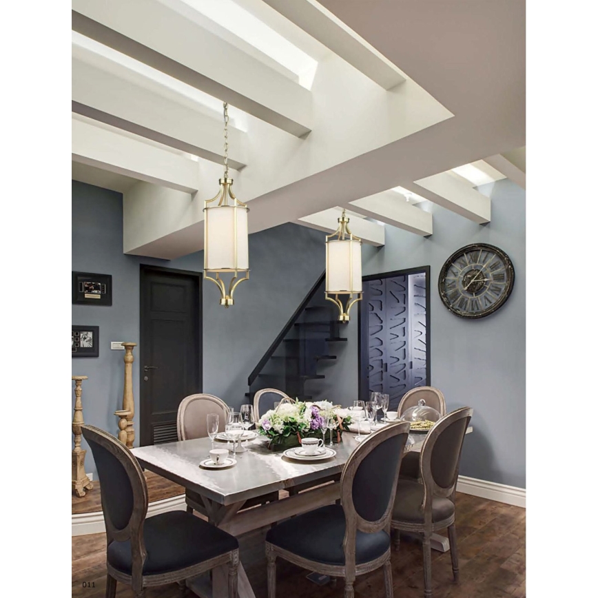 Open Design OR80568 - Κρεμαστό φωτιστικό με αλυσίδα LUNGA 1xE27/15W/230V ορείχαλκος/λευκό