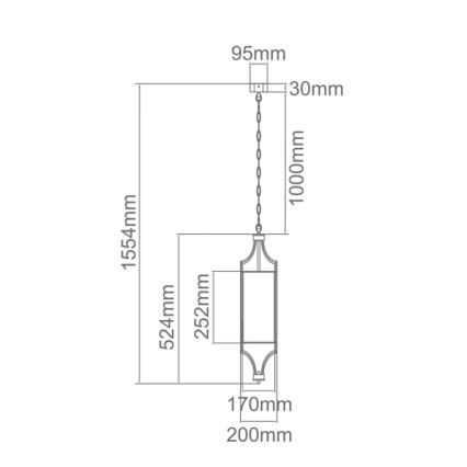 Open Design OR80568 - Κρεμαστό φωτιστικό με αλυσίδα LUNGA 1xE27/15W/230V ορείχαλκος/λευκό