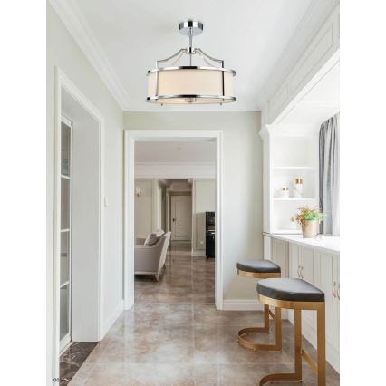 Open Design OR80872 - Πολύφωτο οροφής με ράβδο STANZA 4xE27/15W/230V, διάμ. 55 cm, γυαλιστερό χρώμιο/λευκό