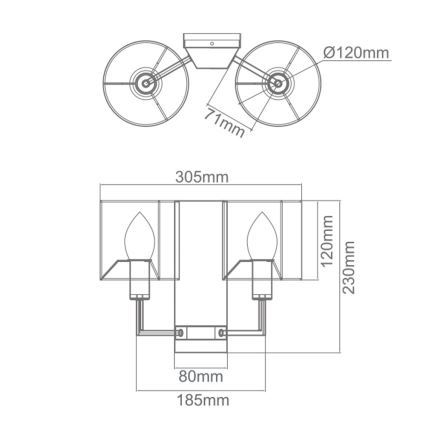 Open Design OR81497 - Επιτοίχιο φωτιστικό CASA 2xE14/12W/230V, γυαλιστερό χρώμιο/εκρού