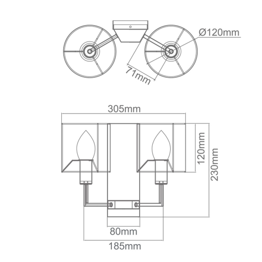 Open Design OR81497 - Επιτοίχιο φωτιστικό CASA 2xE14/12W/230V, γυαλιστερό χρώμιο/εκρού