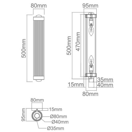 Open Design OR81565 - Επιτοίχιο φωτιστικό FIATTO 2xE14/12W/230V γυαλιστερό χρώμιο