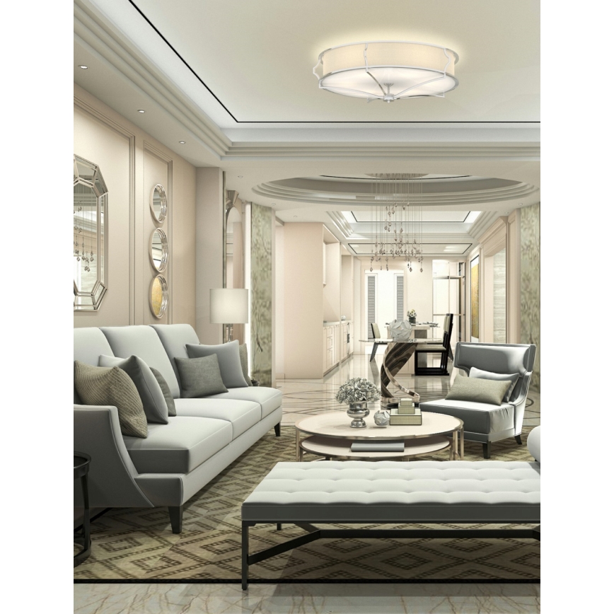 Open Design OR84429 - Φωτιστικό οροφής STESSO 6xE27/12W/230V Ø 85 cm γυαλιστερό χρώμιο/λευκό
