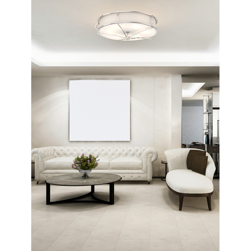 Open Design OR84429 - Φωτιστικό οροφής STESSO 6xE27/12W/230V Ø 85 cm γυαλιστερό χρώμιο/λευκό