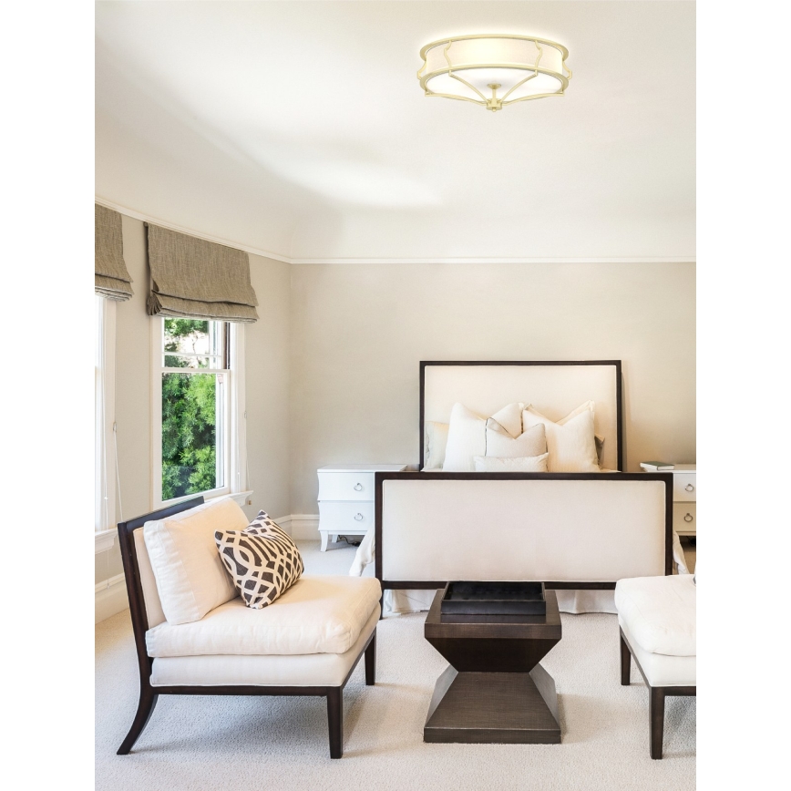 Open Design OR84443 - Φωτιστικό οροφής STESSO 6xE27/12W/230V διάμ. 85 cm ορείχαλκος/λευκό