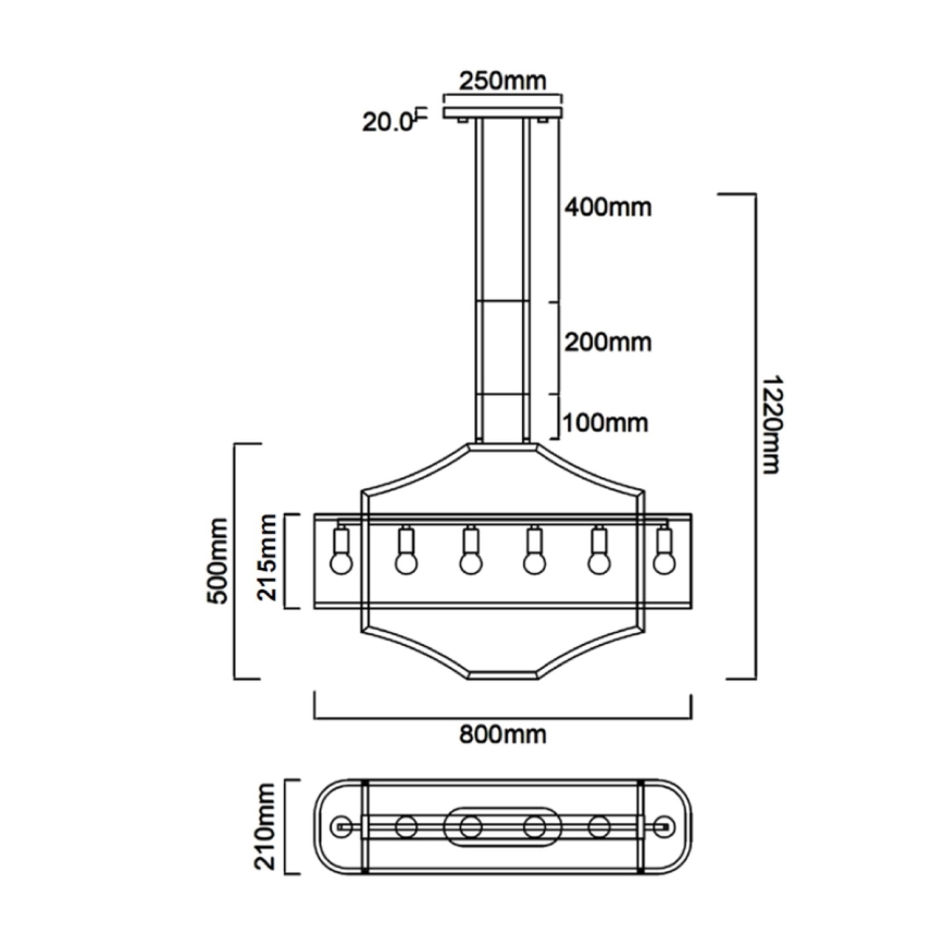 Open Design OR84856 - Φωτιστικό οροφής σε ράβδο GERDO OVALE 6xE14/12W/230V ορείχαλκος/λευκό