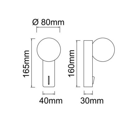 Open Design OR85556 - Απλίκα μπάνιου BOLETTA 1xG9/8W/230V IP44 μαύρο