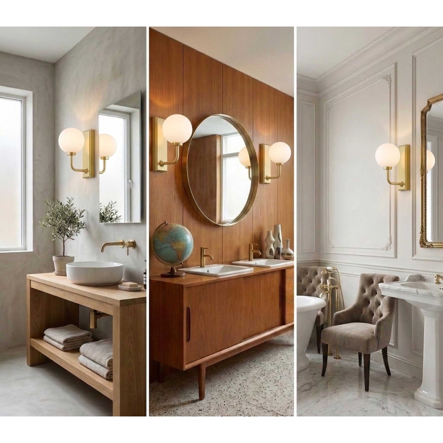 Open Design OR85600 - Επιτοίχιο φωτιστικό μπάνιου ERO 1xG9/9W/230V IP44 ορείχαλκο