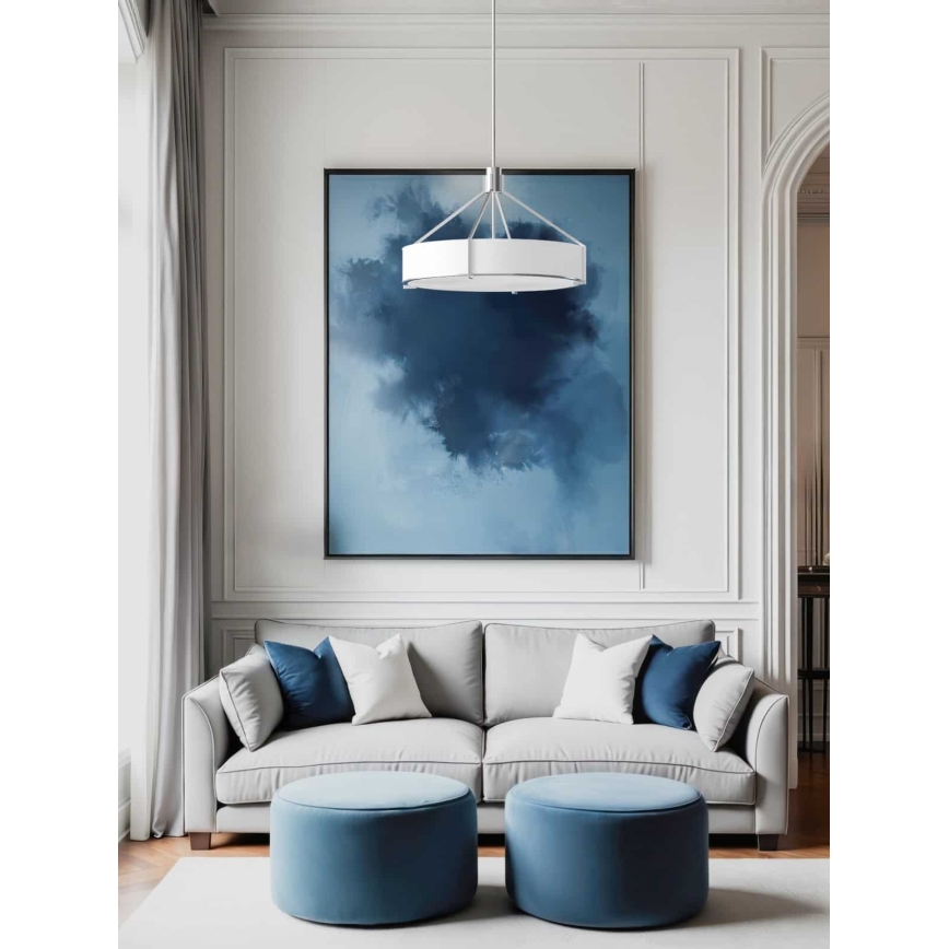 Open Design OR85624 - Φωτιστικό οροφής σε ράβδο DORETTO 4xE27/15W/230V Ø 50 cm ματ χρώμιο/λευκό