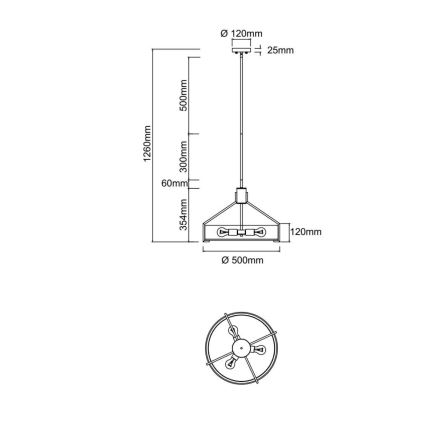 Open Design OR85624 - Φωτιστικό οροφής σε ράβδο DORETTO 4xE27/15W/230V Ø 50 cm ματ χρώμιο/λευκό