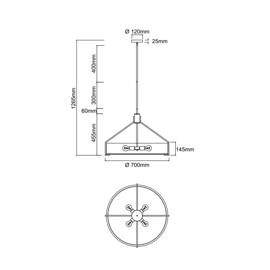 Open Design OR85655 - Φωτιστικό οροφής σε ράβδο DORETTO 6xE27/15W/230V Ø 70 cm ματ χρώμιο/λευκό