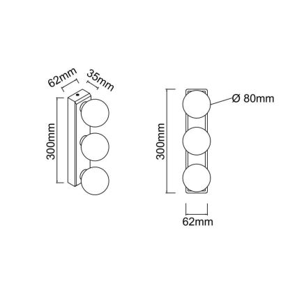 Open Design OR85716 - Επιτοίχιο φωτιστικό μπάνιου MERINO 3xG9/8W/230V 30 cm IP44 ορείχαλκος